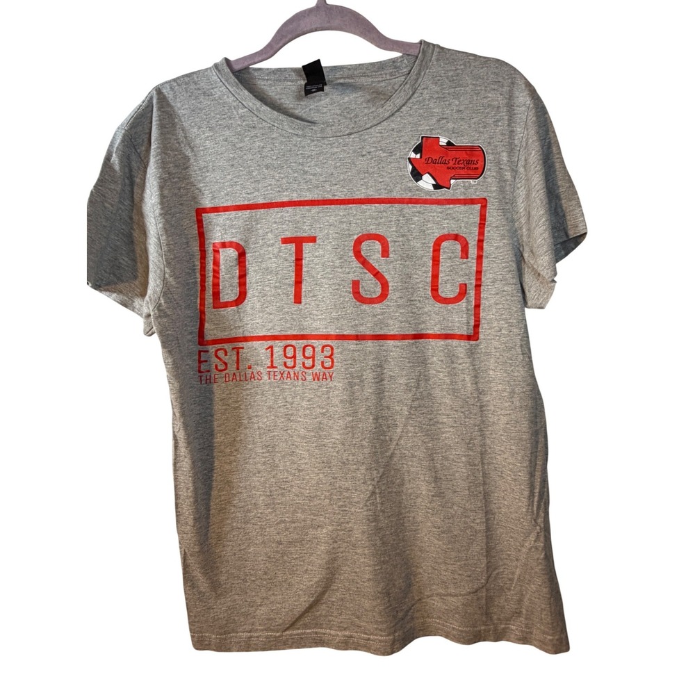 Dallas Texans Soccer Club DTSC Gray Graphic Tee Shirt Mens Medium Est 1993‎
